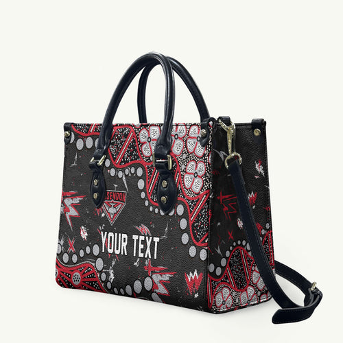 Personalized Essendon Bombers Leather Bag Aboriginal Pattern with Graffiti Style