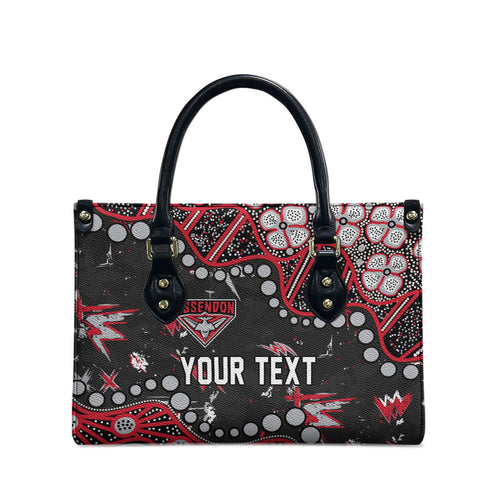 Personalized Essendon Bombers Leather Bag Aboriginal Pattern with Graffiti Style