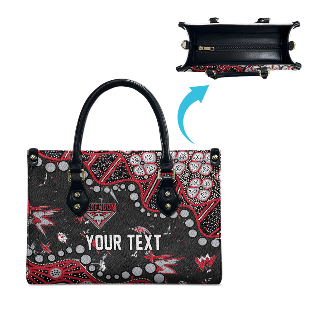 Personalized Essendon Bombers Leather Bag Aboriginal Pattern with Graffiti Style