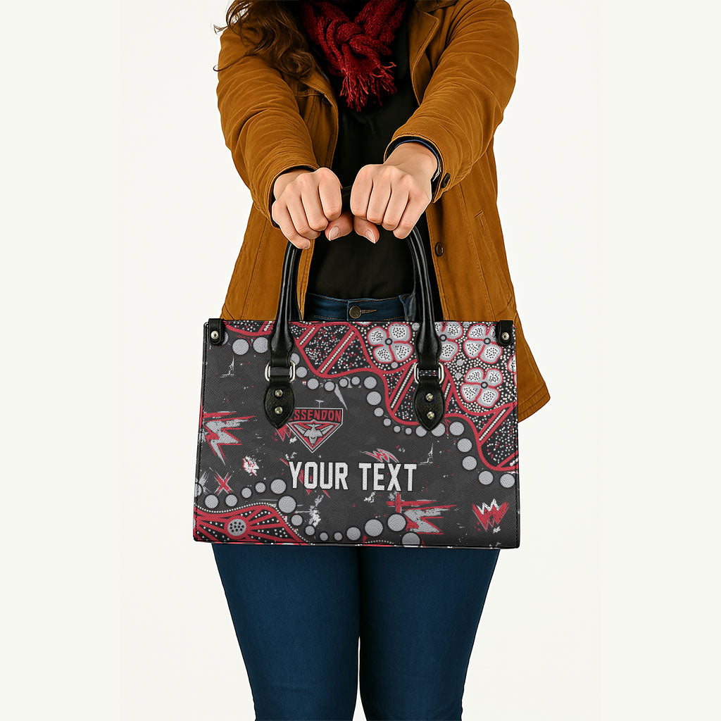 Personalized Essendon Bombers Leather Bag Aboriginal Pattern with Graffiti Style