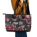 Personalized Essendon Bombers Leather Tote Bag Aboriginal Pattern with Graffiti Style