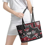 Personalized Essendon Bombers Leather Tote Bag Aboriginal Pattern with Graffiti Style