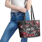 Personalized Essendon Bombers Leather Tote Bag Aboriginal Pattern with Graffiti Style