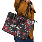 Personalized Essendon Bombers Leather Tote Bag Aboriginal Pattern with Graffiti Style