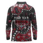 Personalized Essendon Bombers Long Sleeve Polo Shirt Aboriginal Pattern with Graffiti Style