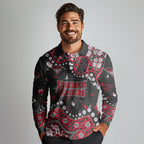 Personalized Essendon Bombers Long Sleeve Polo Shirt Aboriginal Pattern with Graffiti Style
