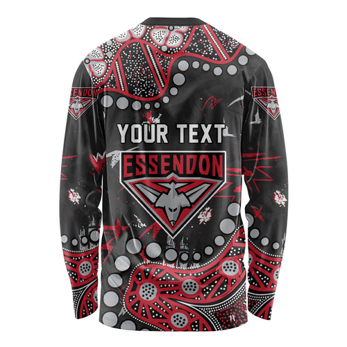 Personalized Essendon Bombers Long Sleeve Shirt Aboriginal Pattern with Graffiti Style