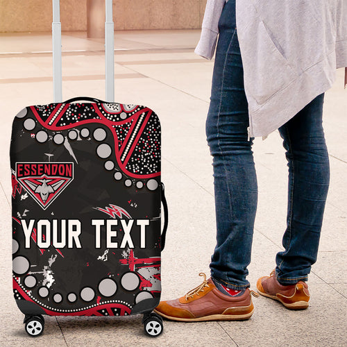 Personalized Essendon Bombers Luggage Cover Aboriginal Pattern with Graffiti Style