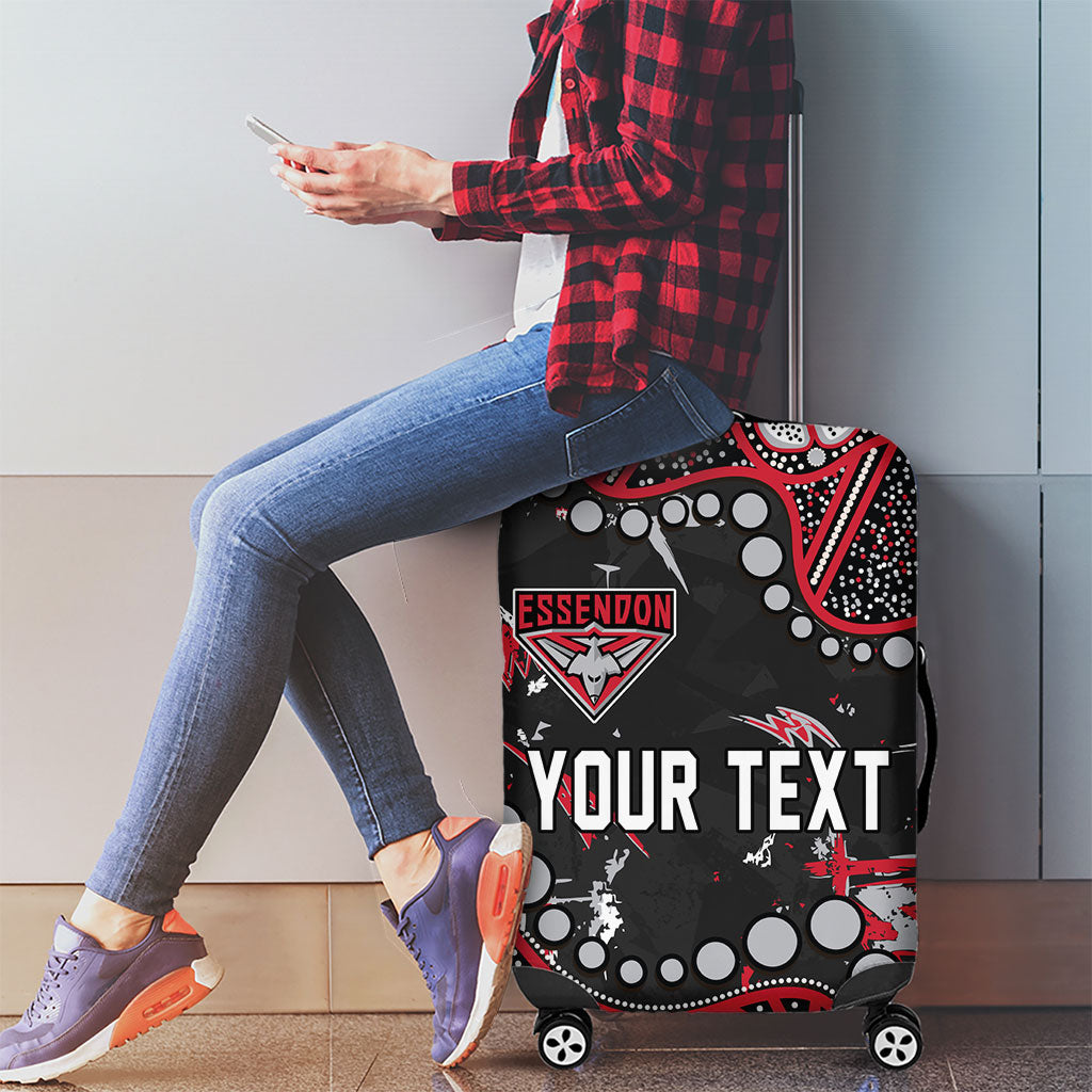 Personalized Essendon Bombers Luggage Cover Aboriginal Pattern with Graffiti Style