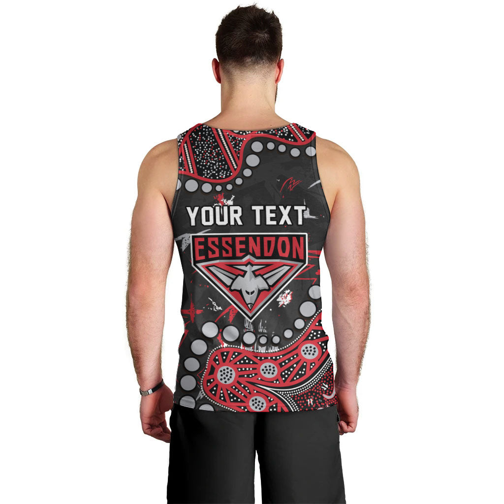 Personalized Essendon Bombers Men Tank Top Aboriginal Pattern with Graffiti Style