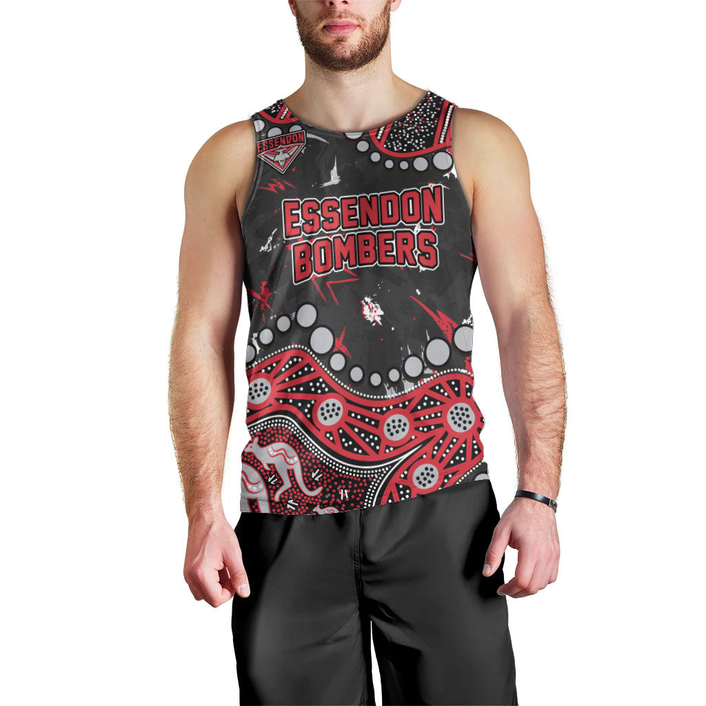 Personalized Essendon Bombers Men Tank Top Aboriginal Pattern with Graffiti Style