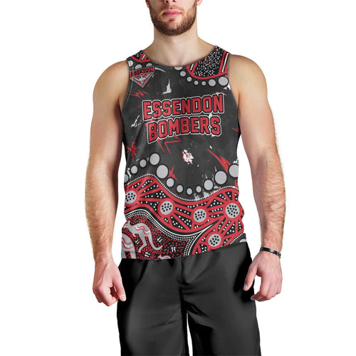Personalized Essendon Bombers Men Tank Top Aboriginal Pattern with Graffiti Style