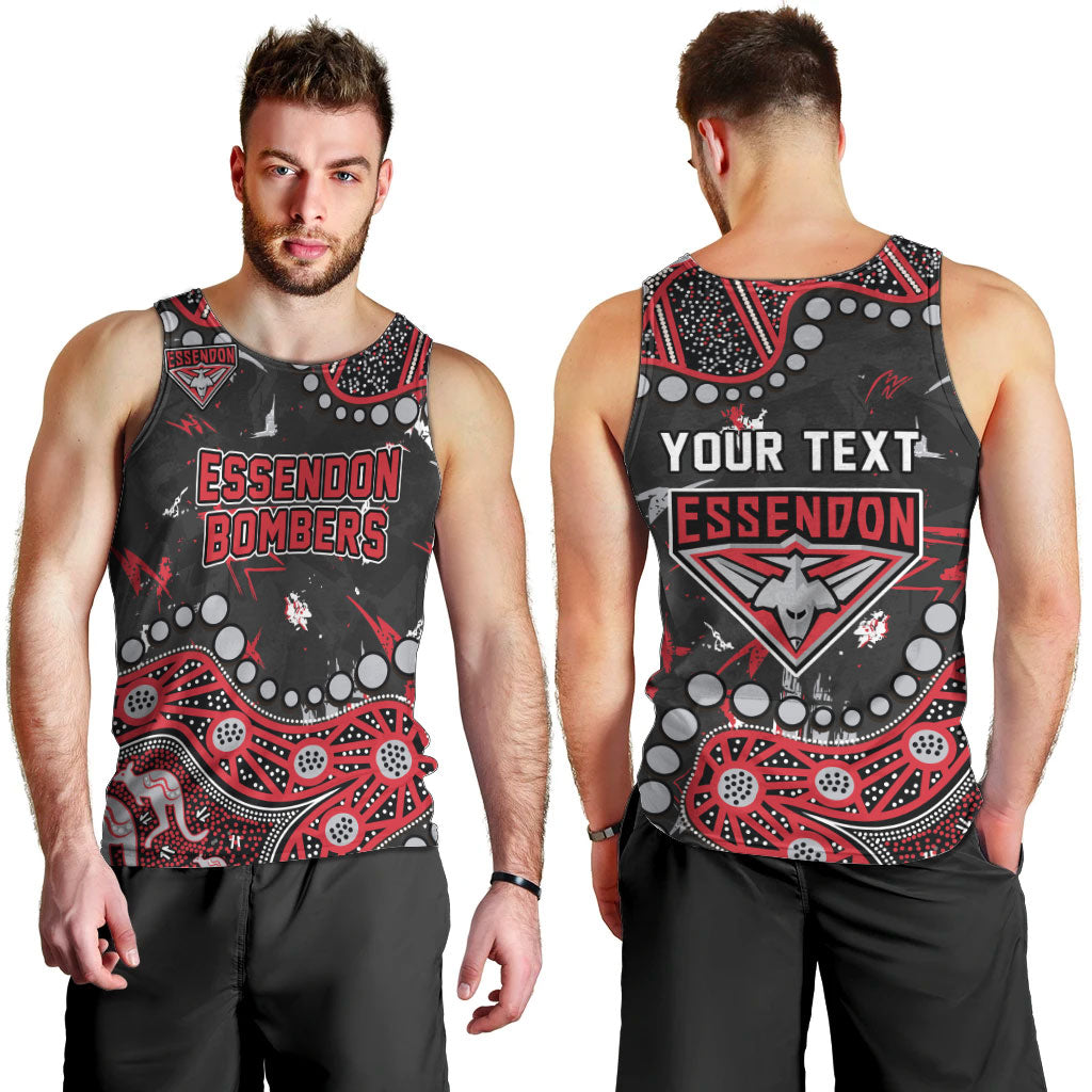 Personalized Essendon Bombers Men Tank Top Aboriginal Pattern with Graffiti Style