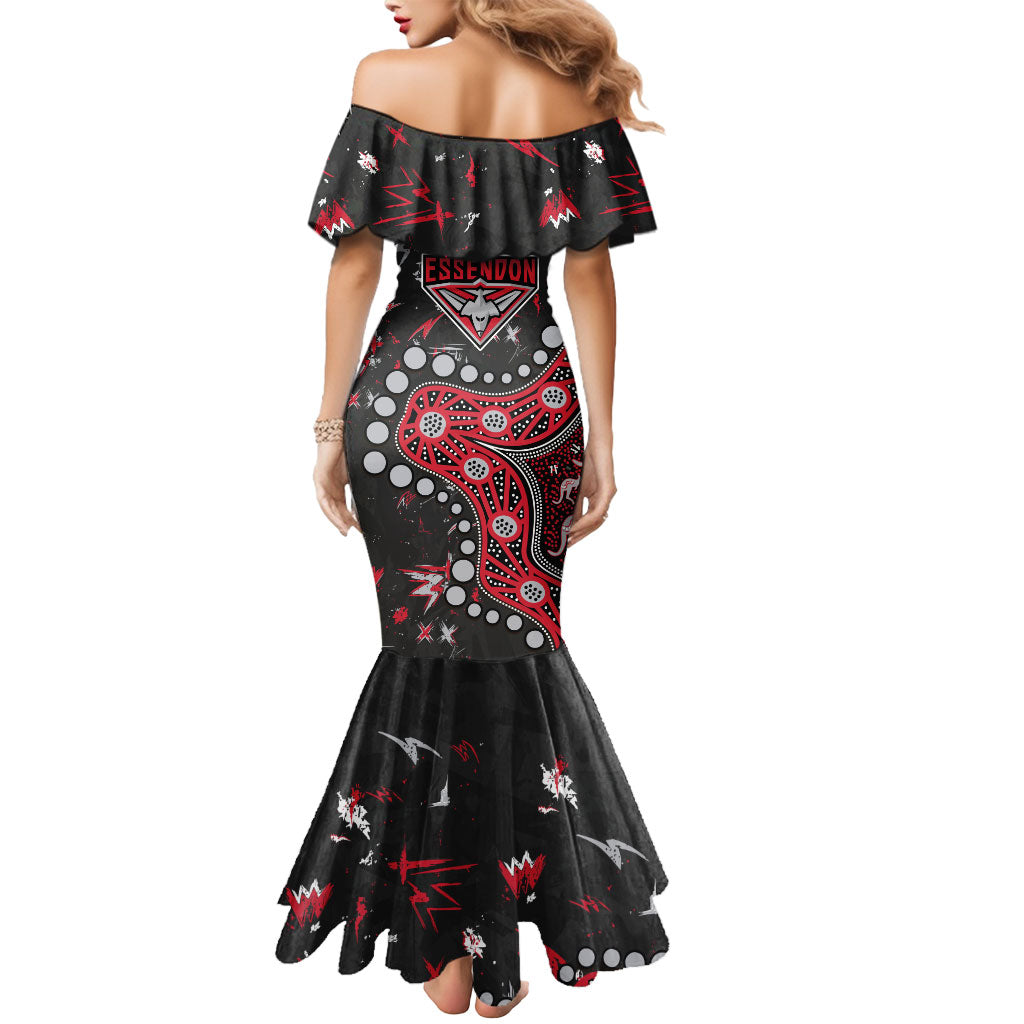 Personalized Essendon Bombers Mermaid Dress Aboriginal Pattern with Graffiti Style