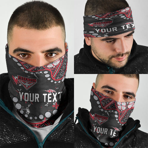 Personalized Essendon Bombers Neck Gaiter Aboriginal Pattern with Graffiti Style