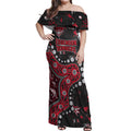 Personalized Essendon Bombers Off Shoulder Maxi Dress Aboriginal Pattern with Graffiti Style
