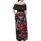 Personalized Essendon Bombers Off Shoulder Maxi Dress Aboriginal Pattern with Graffiti Style