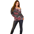 Personalized Essendon Bombers Off Shoulder Sweater Aboriginal Pattern with Graffiti Style