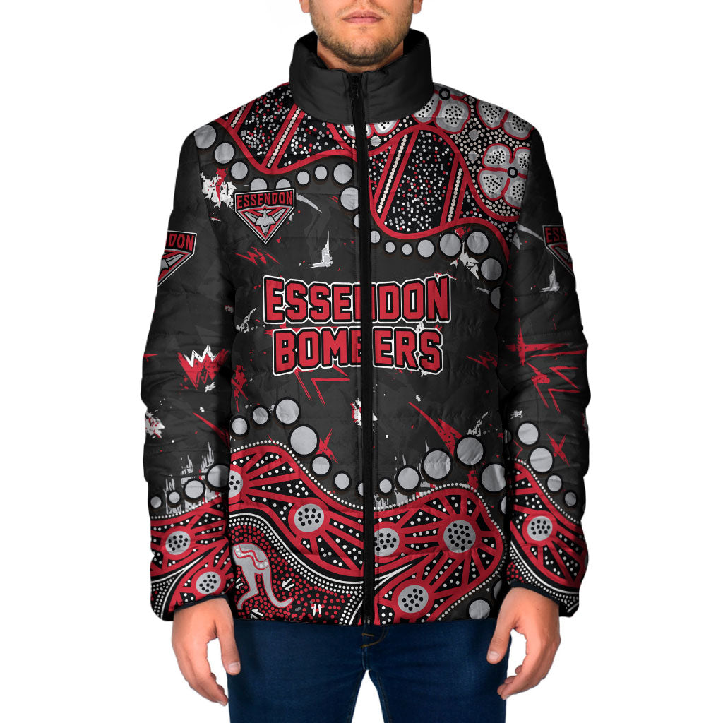 Personalized Essendon Bombers Padded Jacket Aboriginal Pattern with Graffiti Style