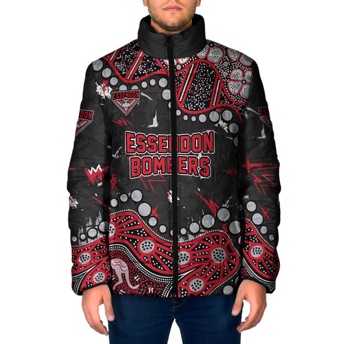 Personalized Essendon Bombers Padded Jacket Aboriginal Pattern with Graffiti Style