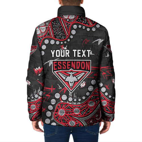 Personalized Essendon Bombers Padded Jacket Aboriginal Pattern with Graffiti Style