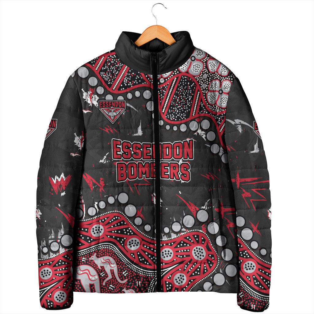 Personalized Essendon Bombers Padded Jacket Aboriginal Pattern with Graffiti Style
