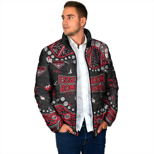 Personalized Essendon Bombers Padded Jacket Aboriginal Pattern with Graffiti Style