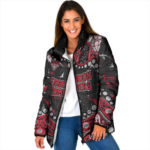 Personalized Essendon Bombers Padded Jacket Aboriginal Pattern with Graffiti Style
