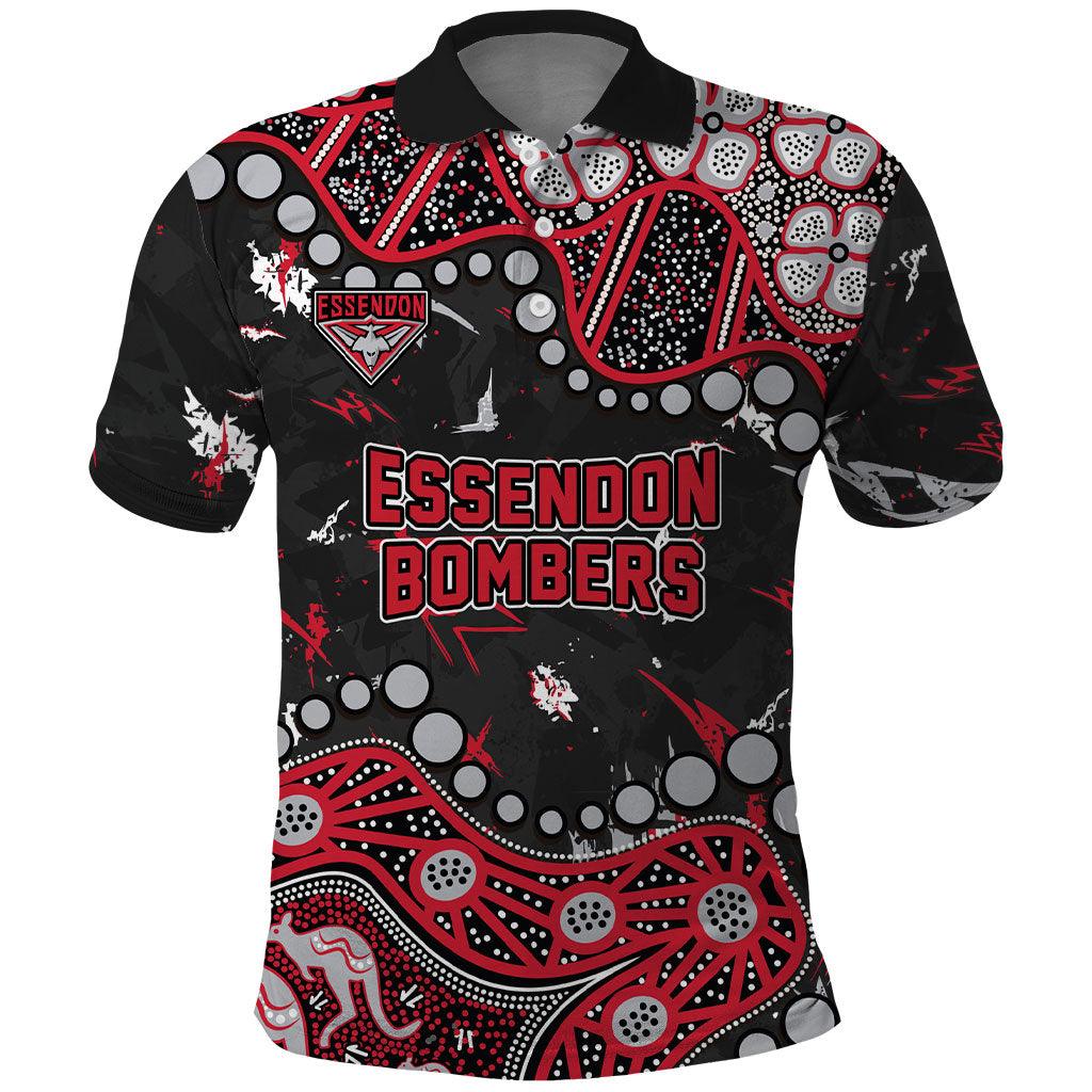 Personalized Essendon Bombers Polo Shirt Aboriginal Pattern with Graffiti Style