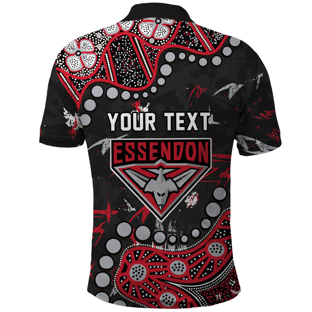 Personalized Essendon Bombers Polo Shirt Aboriginal Pattern with Graffiti Style