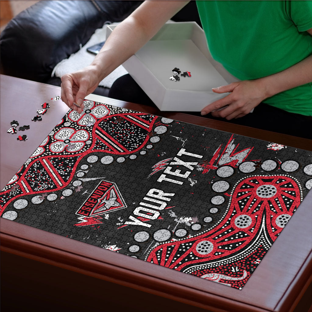 Personalized Essendon Bombers Puzzle Aboriginal Pattern with Graffiti Style