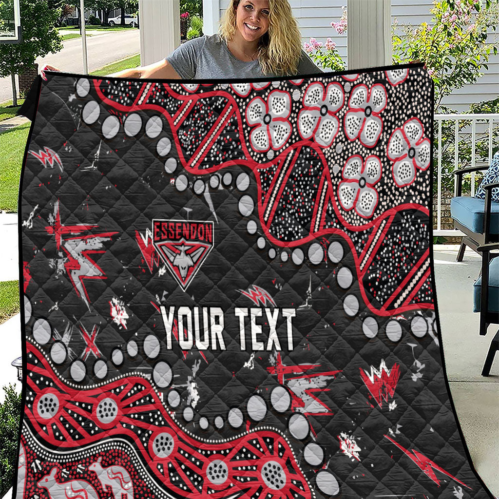 Personalized Essendon Bombers Quilt Aboriginal Pattern with Graffiti Style