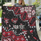 Personalized Essendon Bombers Quilt Aboriginal Pattern with Graffiti Style