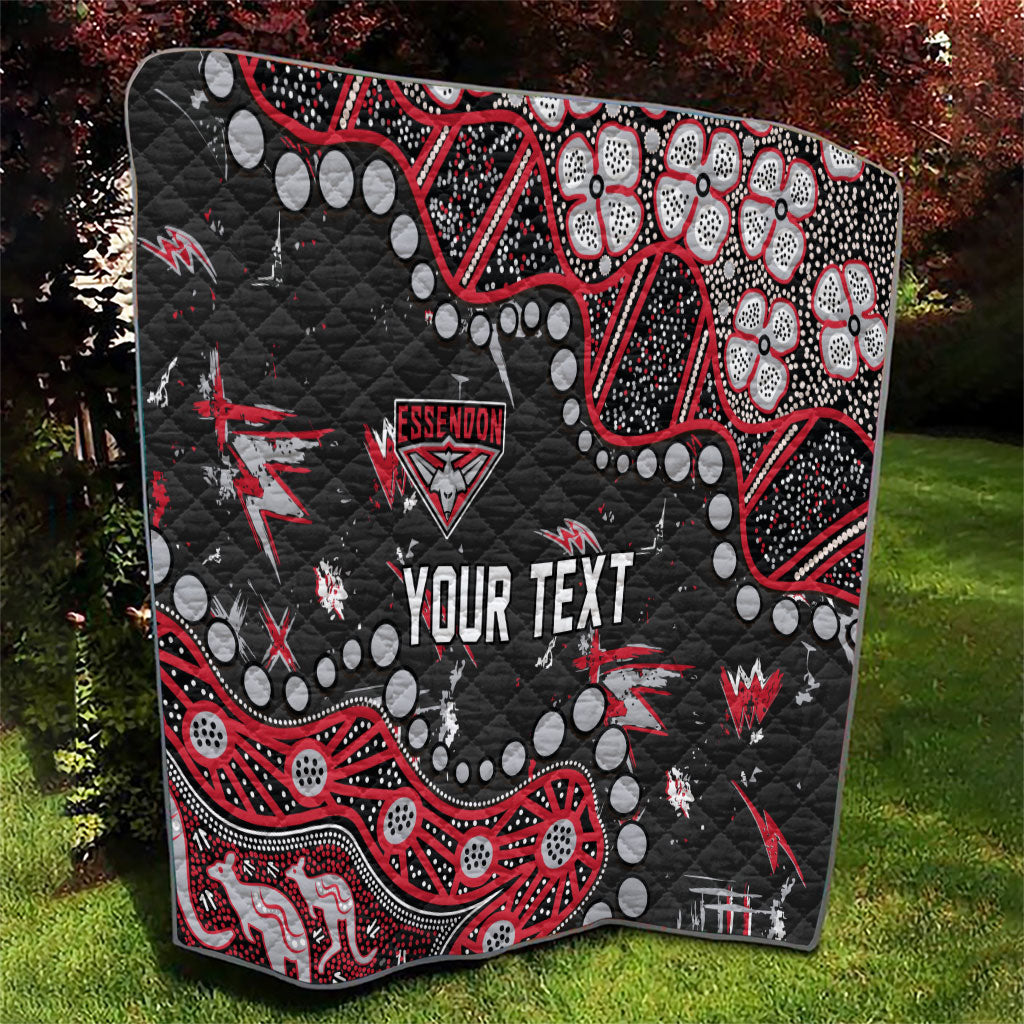 Personalized Essendon Bombers Quilt Aboriginal Pattern with Graffiti Style
