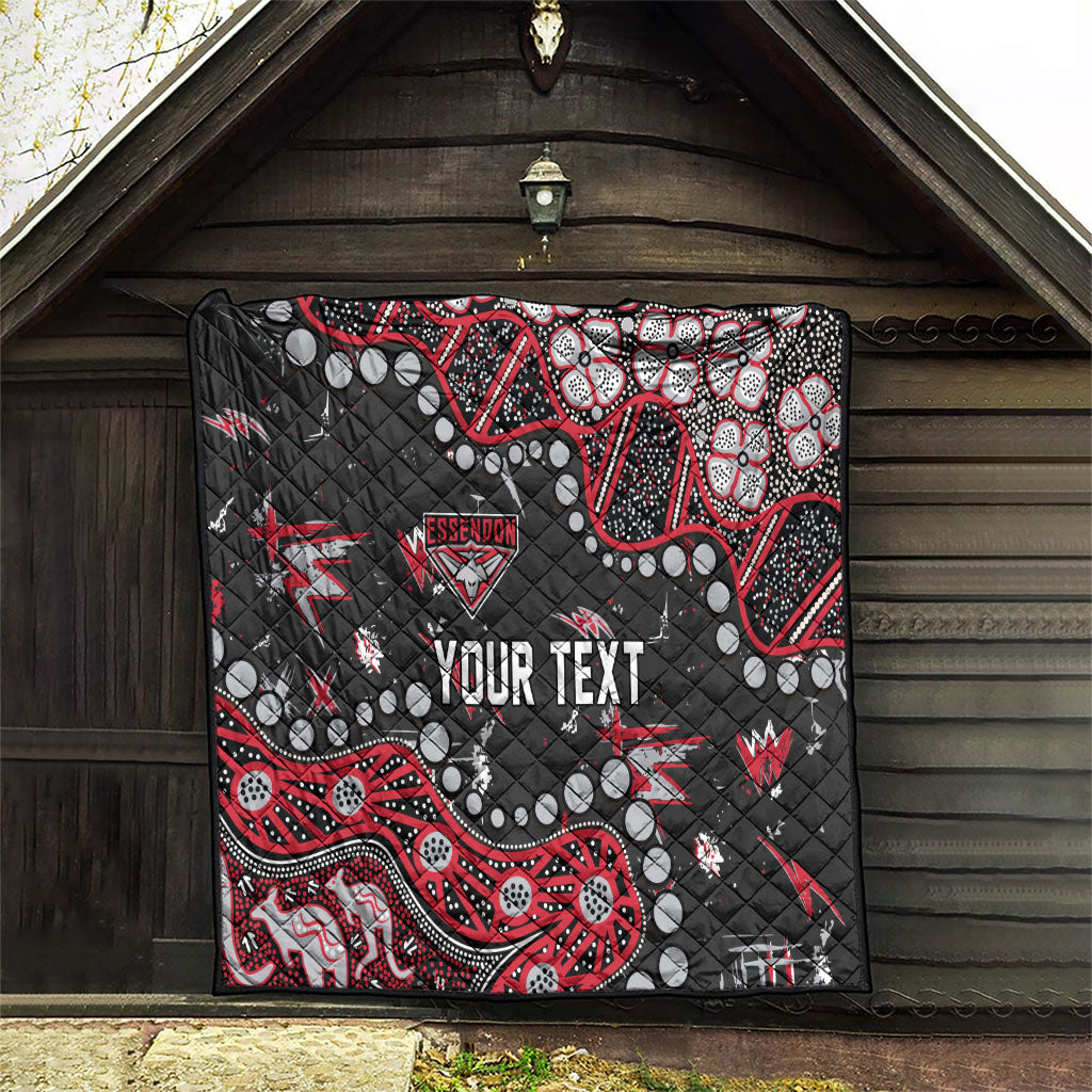 Personalized Essendon Bombers Quilt Aboriginal Pattern with Graffiti Style