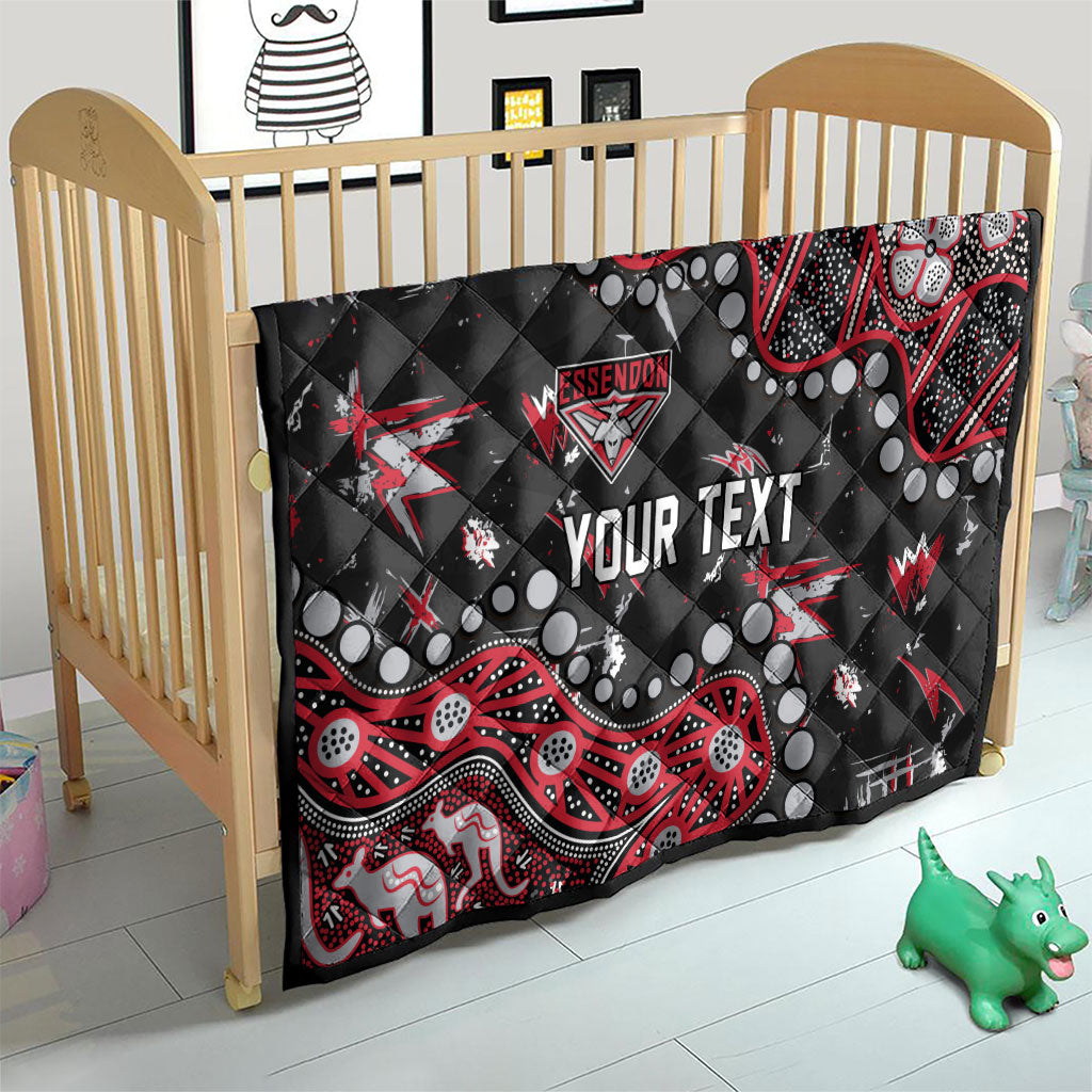 Personalized Essendon Bombers Quilt Aboriginal Pattern with Graffiti Style