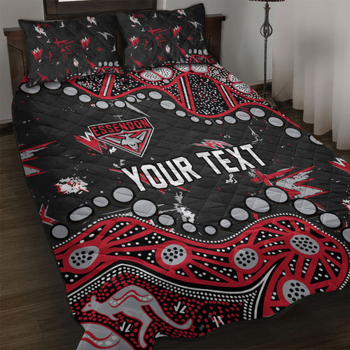 Personalized Essendon Bombers Quilt Bed Set Aboriginal Pattern with Graffiti Style