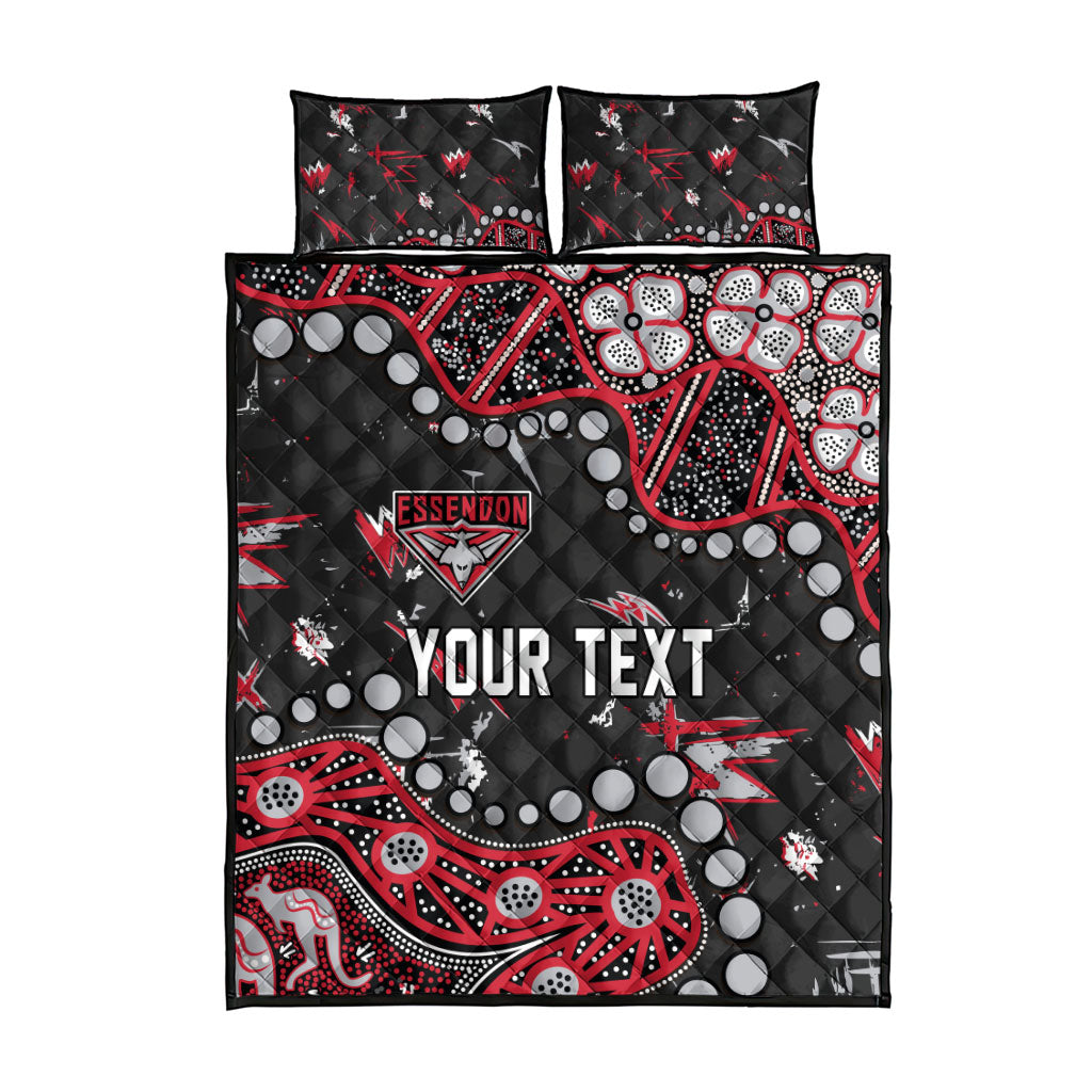 Personalized Essendon Bombers Quilt Bed Set Aboriginal Pattern with Graffiti Style