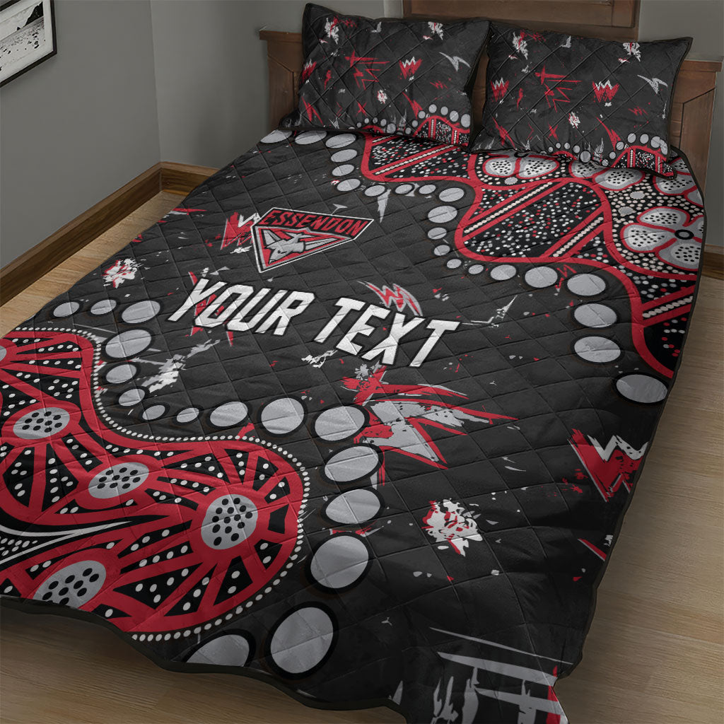 Personalized Essendon Bombers Quilt Bed Set Aboriginal Pattern with Graffiti Style