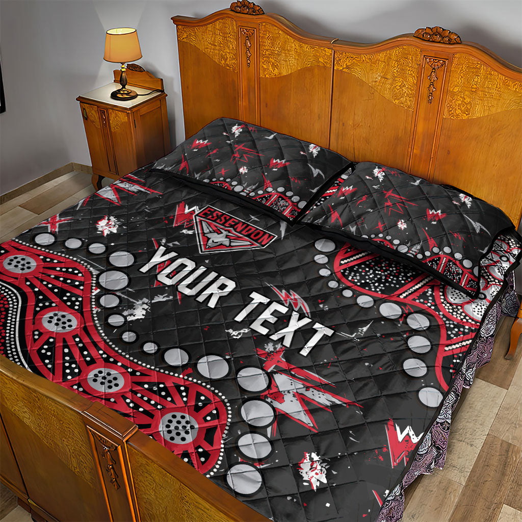 Personalized Essendon Bombers Quilt Bed Set Aboriginal Pattern with Graffiti Style
