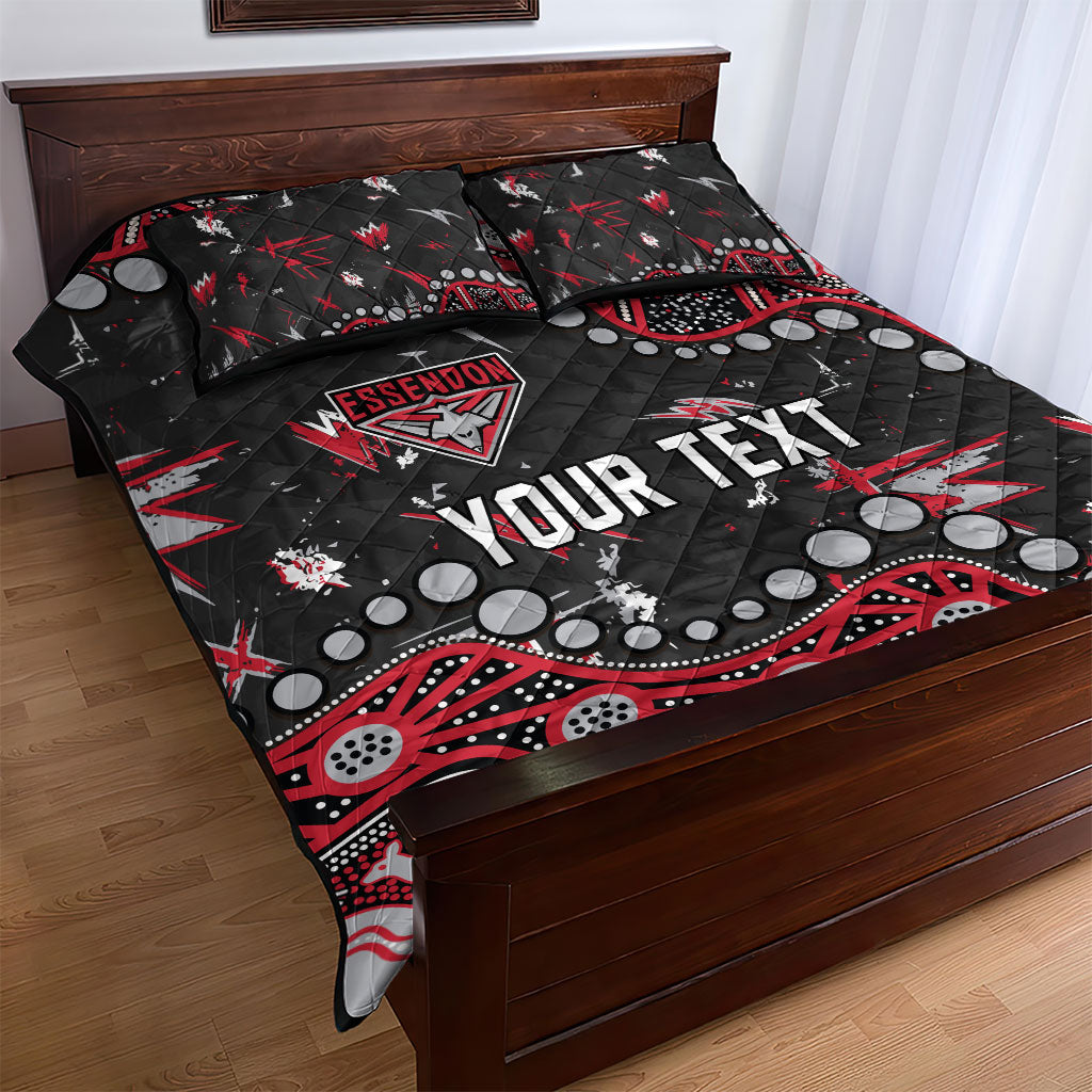 Personalized Essendon Bombers Quilt Bed Set Aboriginal Pattern with Graffiti Style