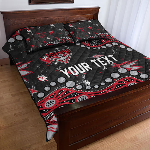 Personalized Essendon Bombers Quilt Bed Set Aboriginal Pattern with Graffiti Style
