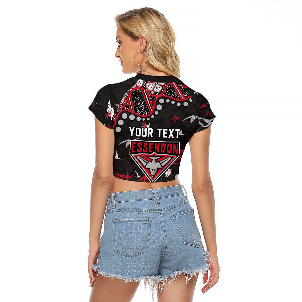 Personalized Essendon Bombers Raglan Cropped T Shirt Aboriginal Pattern with Graffiti Style