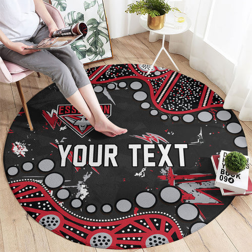 Personalized Essendon Bombers Round Carpet Aboriginal Pattern with Graffiti Style