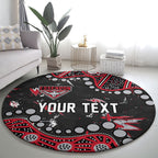 Personalized Essendon Bombers Round Carpet Aboriginal Pattern with Graffiti Style