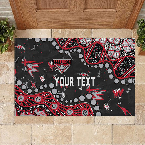 Personalized Essendon Bombers Rubber Doormat Aboriginal Pattern with Graffiti Style