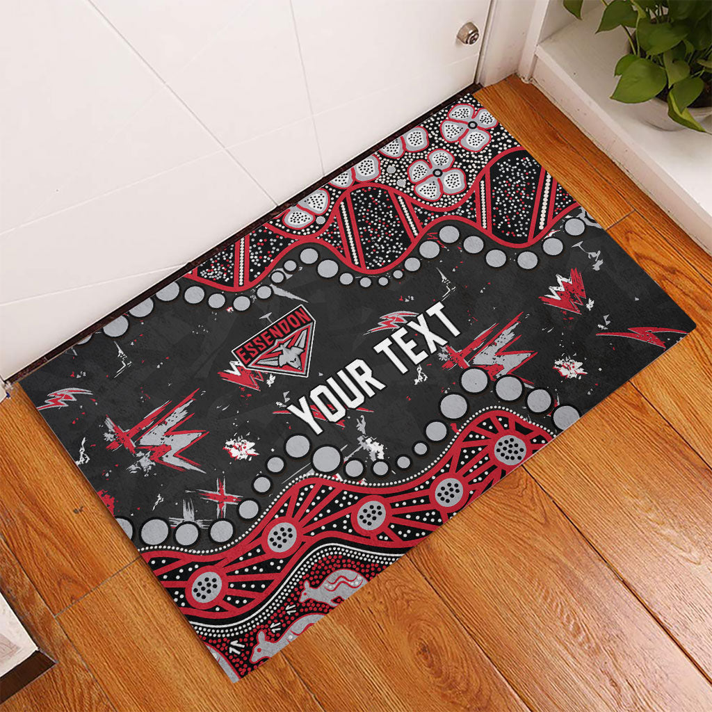 Personalized Essendon Bombers Rubber Doormat Aboriginal Pattern with Graffiti Style