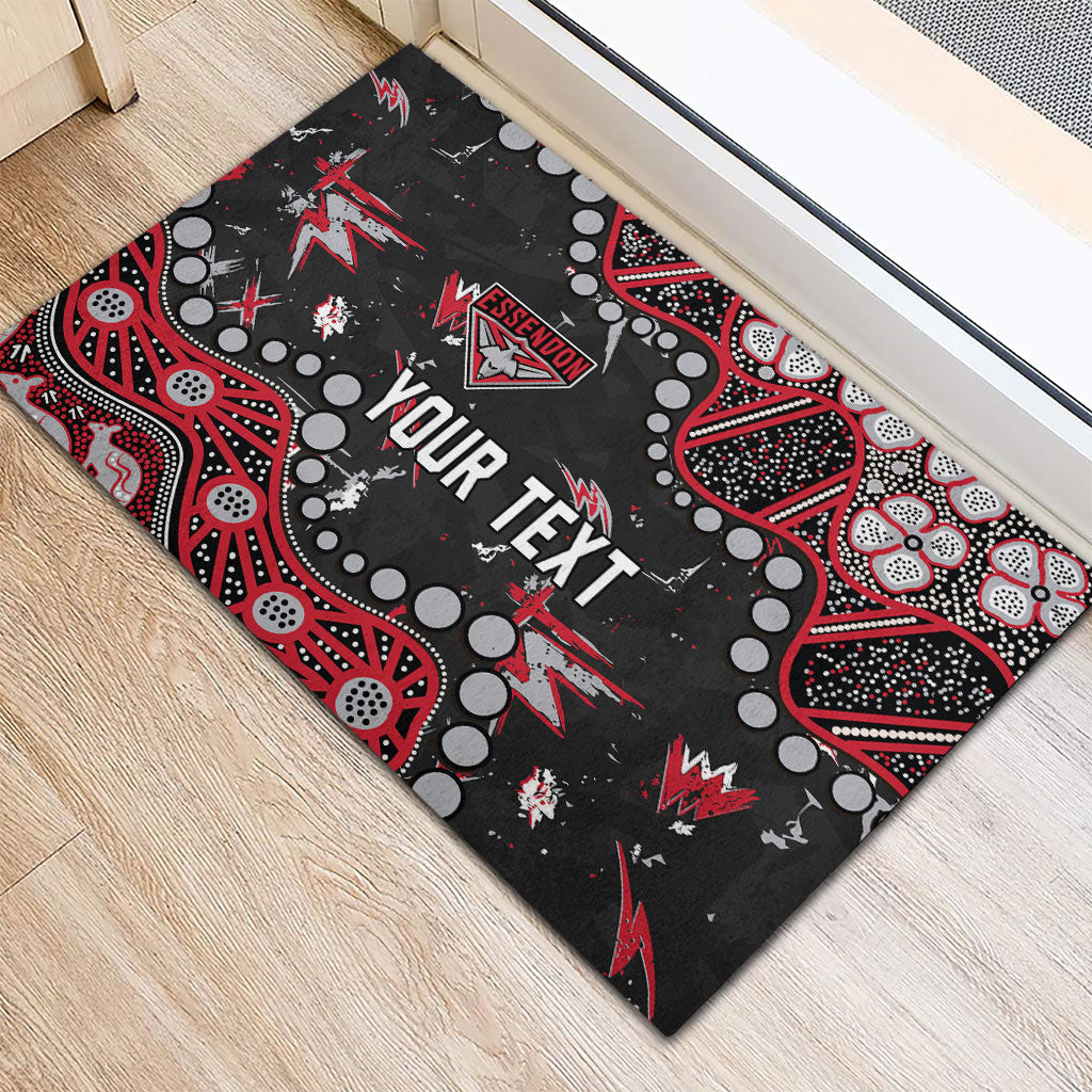 Personalized Essendon Bombers Rubber Doormat Aboriginal Pattern with Graffiti Style
