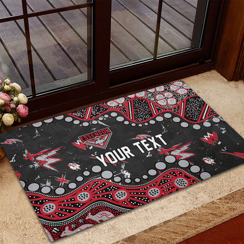 Personalized Essendon Bombers Rubber Doormat Aboriginal Pattern with Graffiti Style