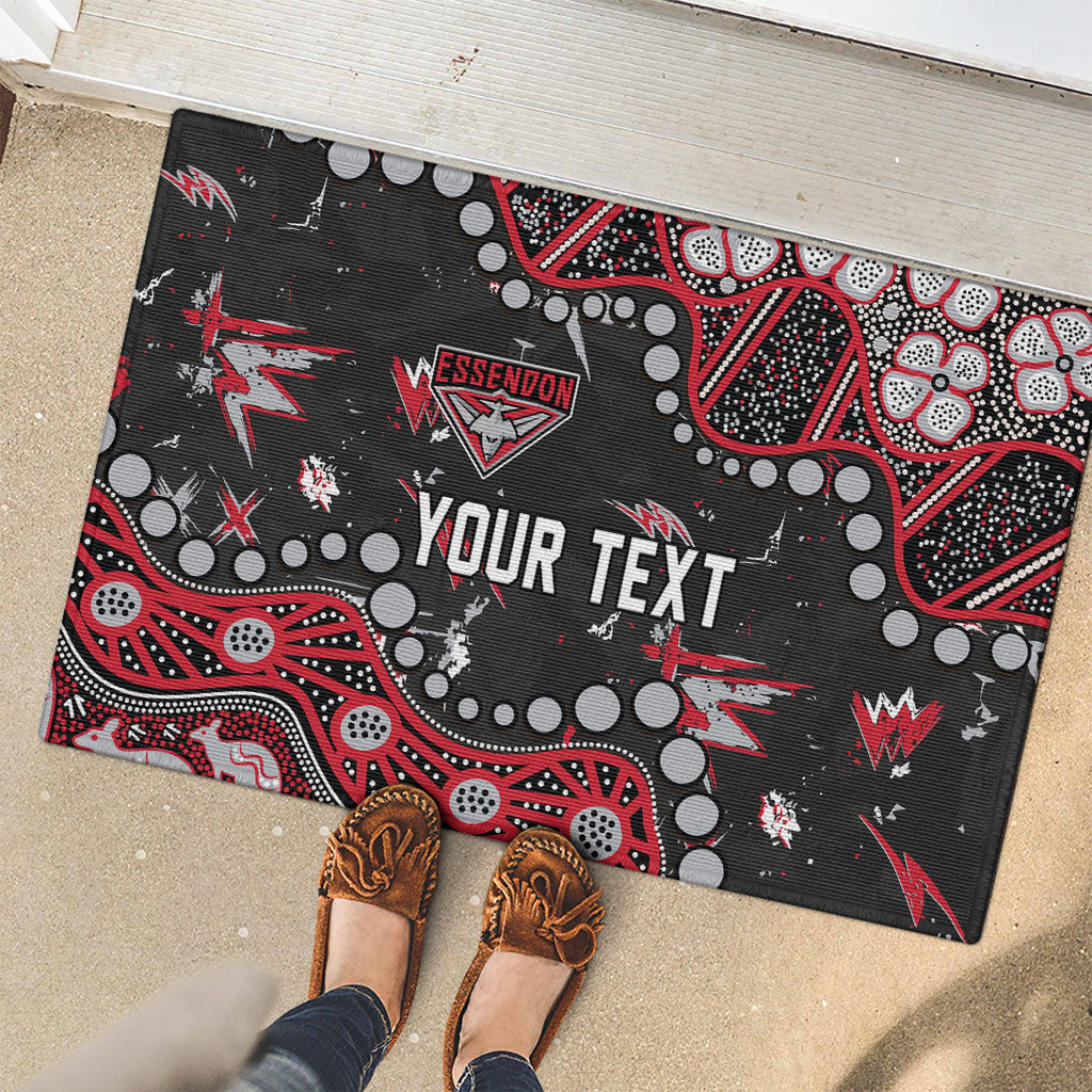 Personalized Essendon Bombers Rubber Doormat Aboriginal Pattern with Graffiti Style